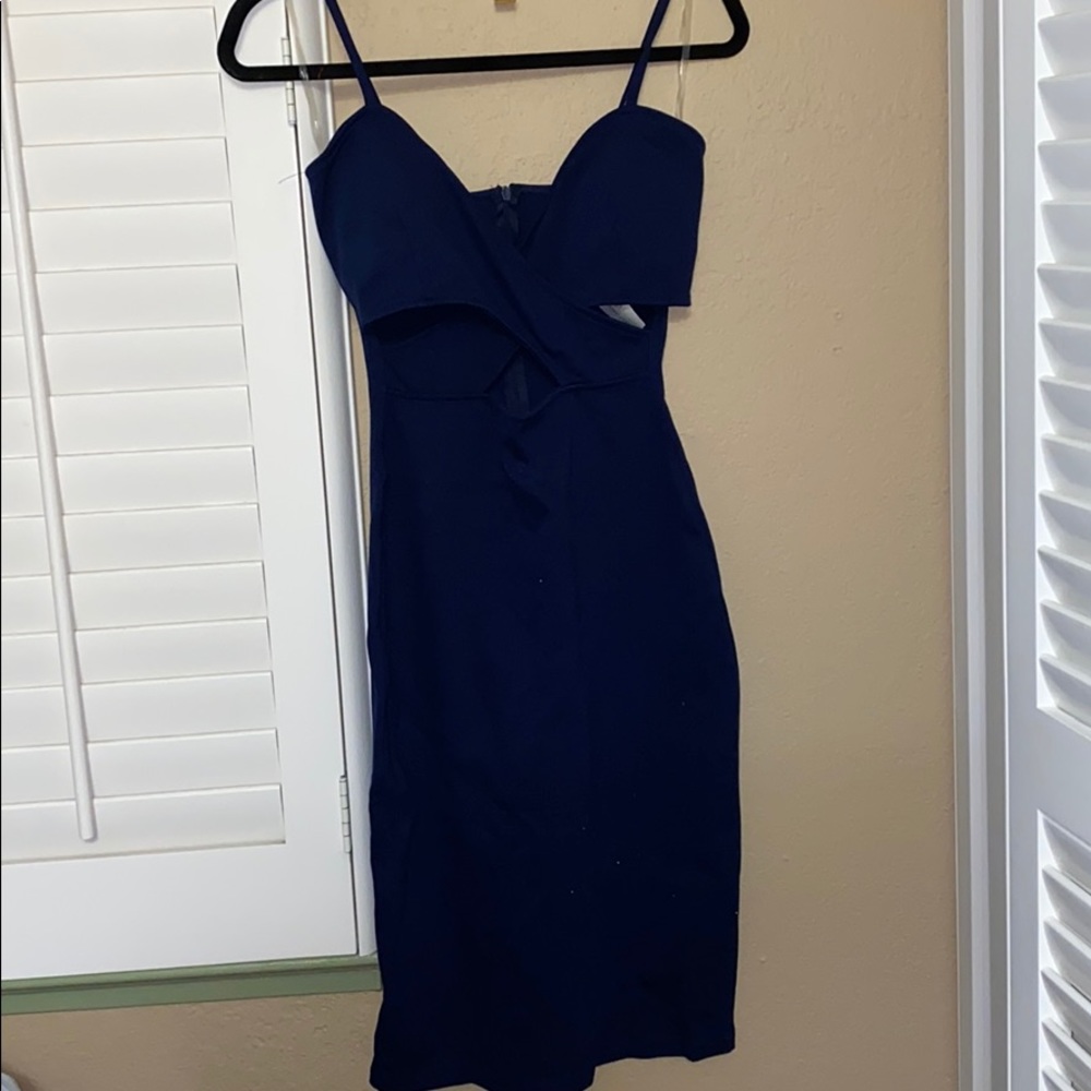 Brand New Navy Blue Crossover Knit Dress